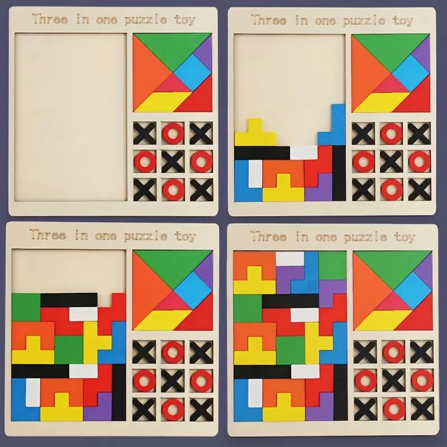3 in 1 Tetris puzzle,Tangram,Tic-Tac-Toe