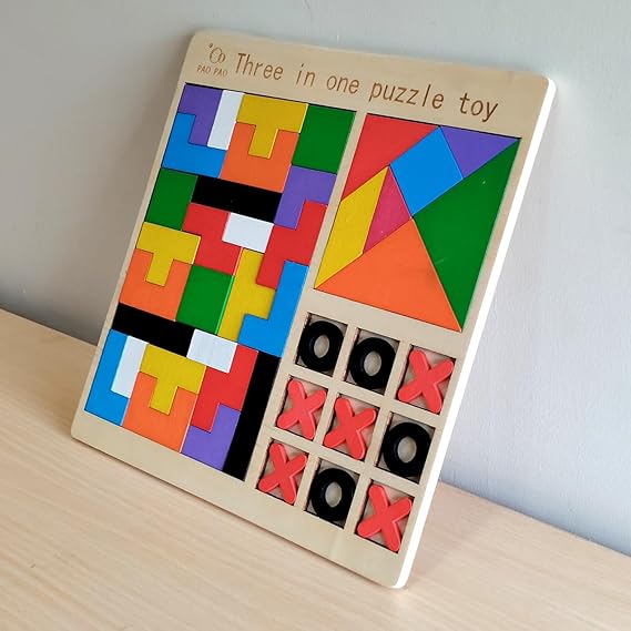 3 in 1 Tetris puzzle,Tangram,Tic-Tac-Toe