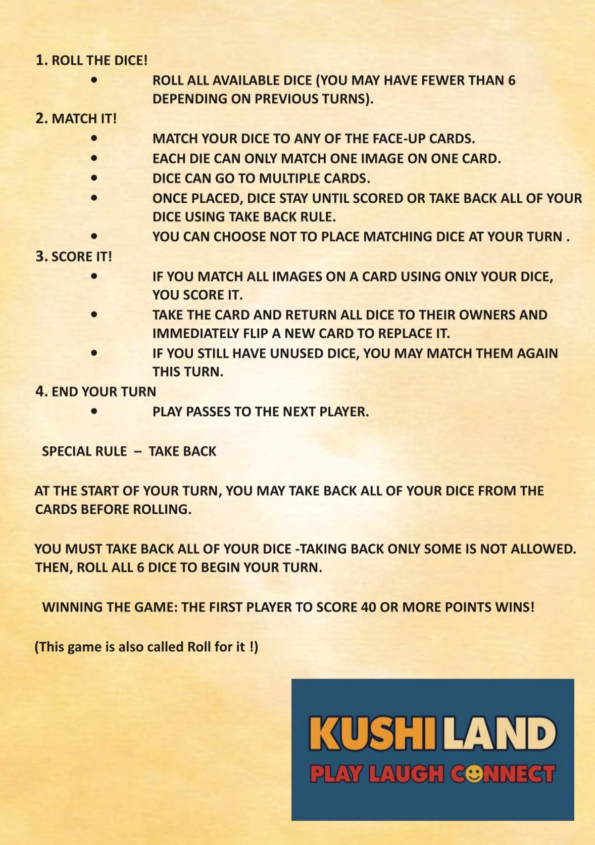 Dice to roll or Roll for it!