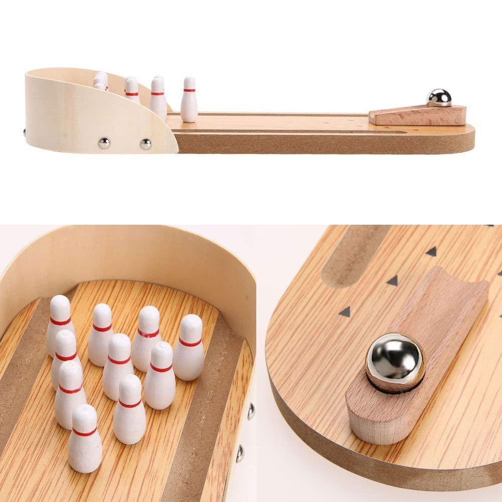 kids wooden bowling kit