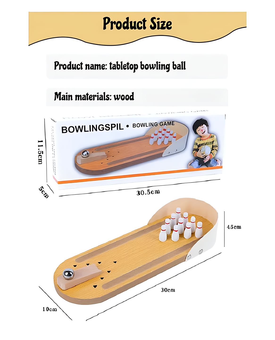 kids wooden bowling kit