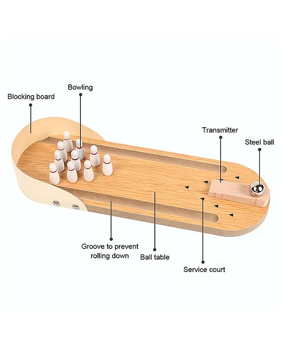 kids wooden bowling kit
