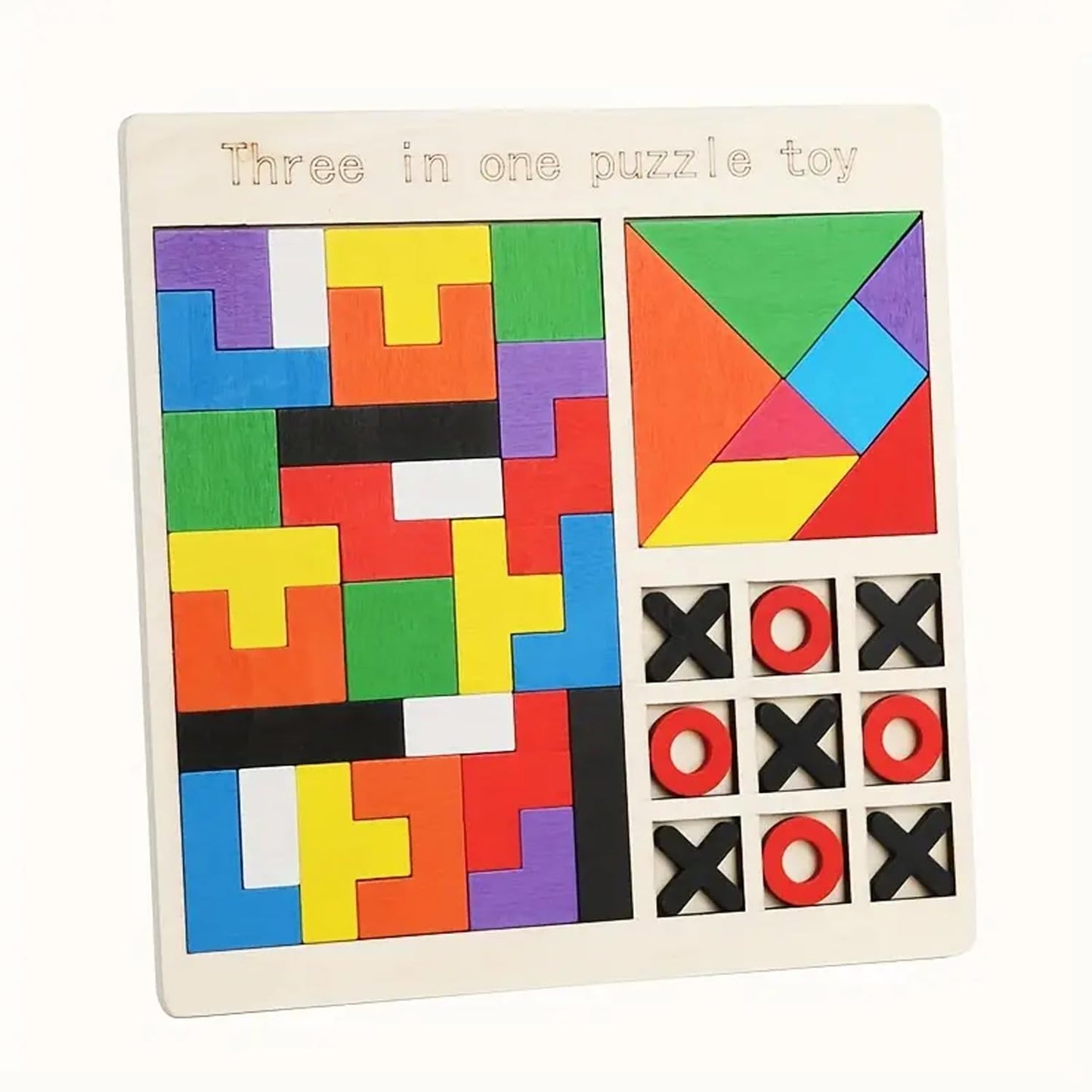 3 in 1 Tetris puzzle,Tangram,Tic-Tac-Toe